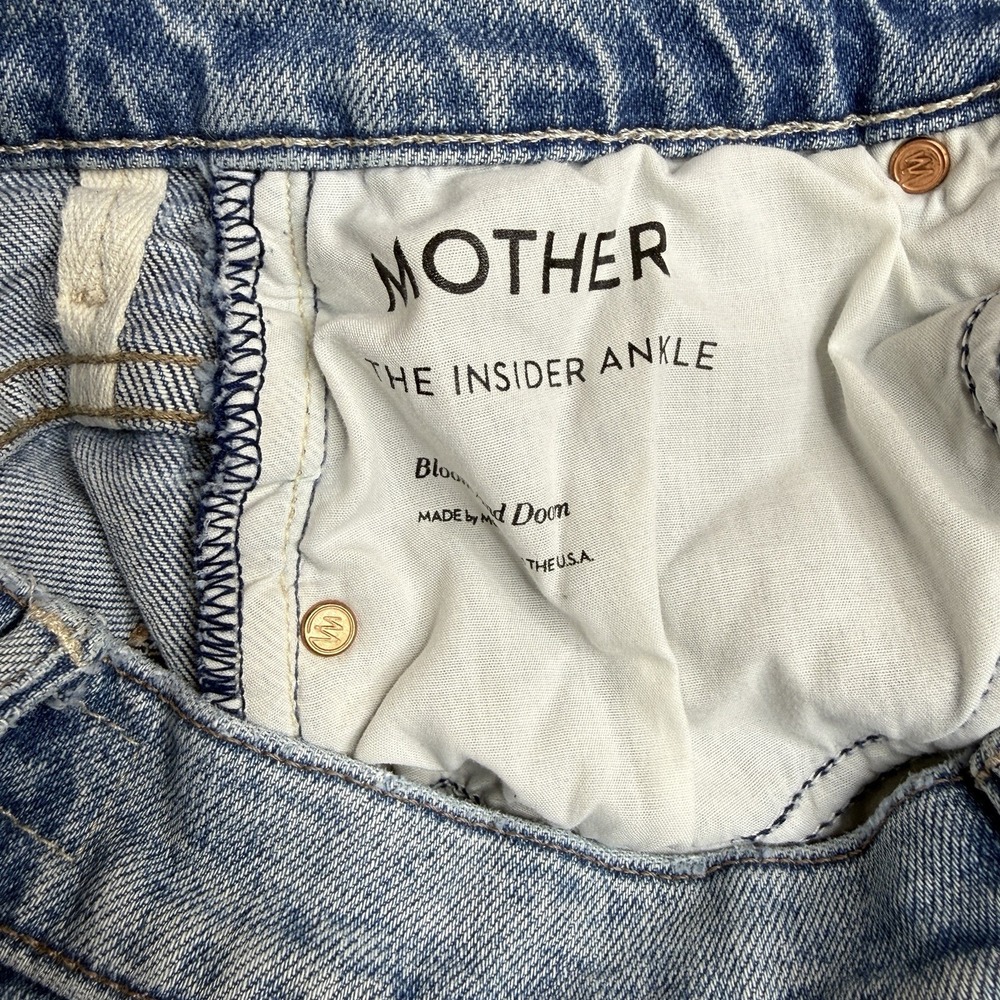 Mother The Insider Ankle Jeans Women Size 25 Distressed Crop Blue USA Flaw - Picture 4 of 13